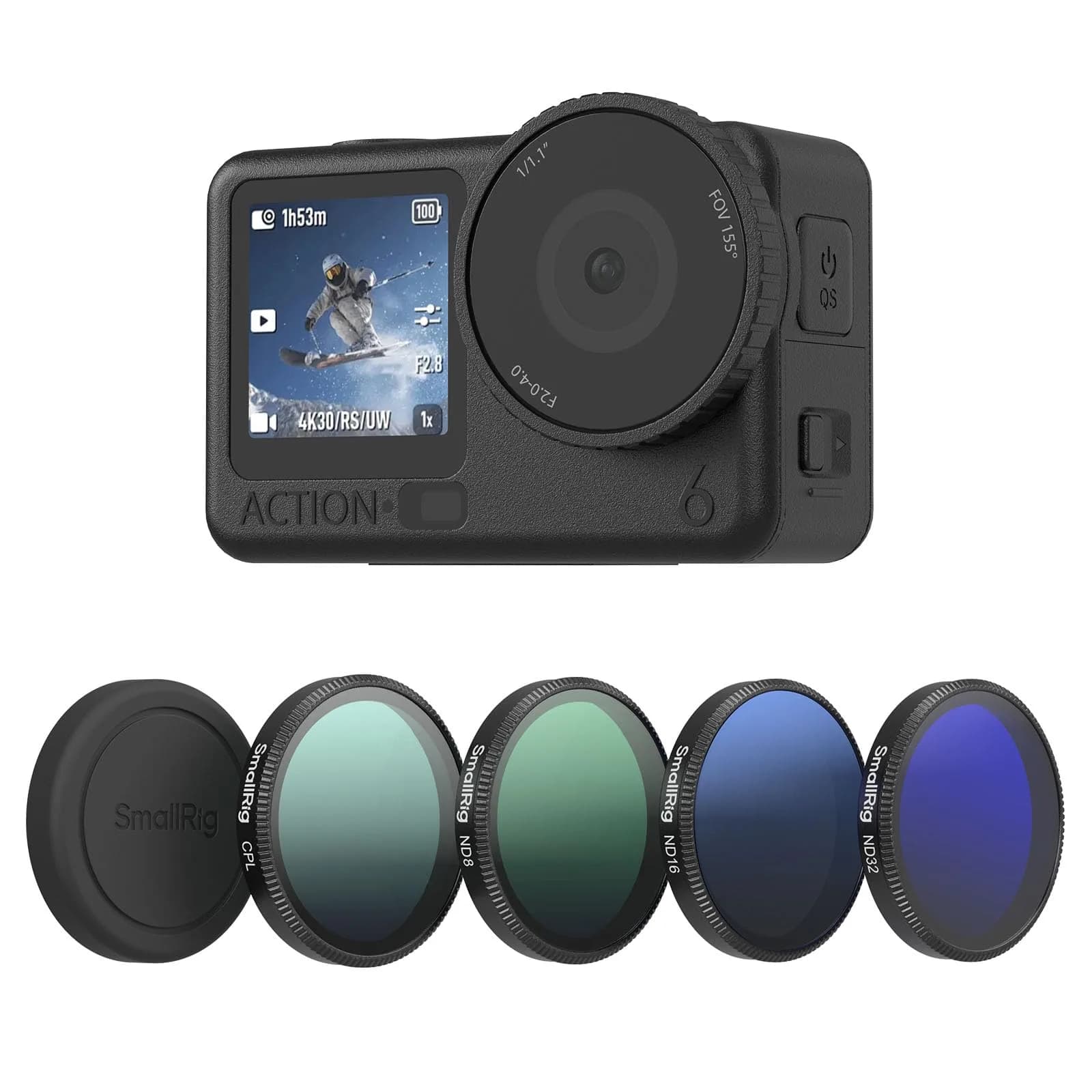 SmallRig ND Filter Kit for DJI Osmo Action 6, CPL ND8 ND16 ND32 Filters & Lens Cover | 43.86mm HD Optical Glass