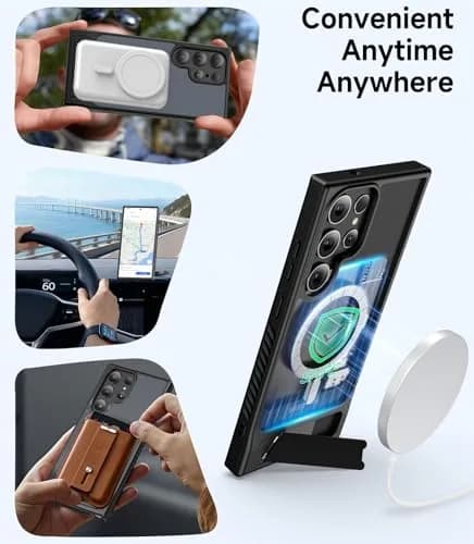 Halokin Cellular Phone Case Magnetic with Invisible Stand | Black, Compatible with Galaxy S23 Ultra thumbnail 6