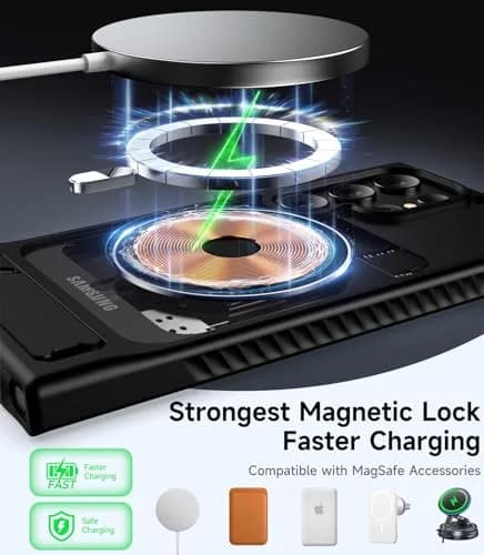 Halokin Cellular Phone Case Magnetic with Invisible Stand | Black, Compatible with Galaxy S23 Ultra thumbnail 2