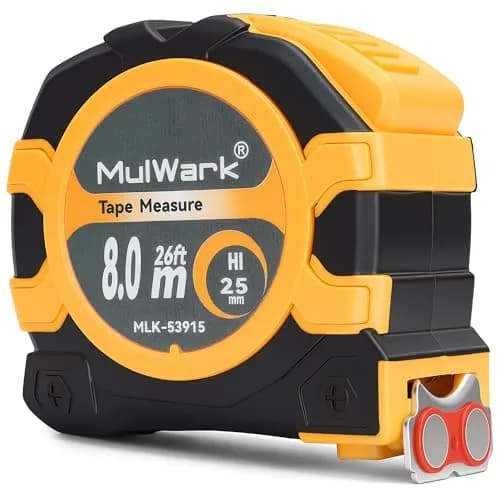 MulWark 26ft (8m) Retractable Tape Measure with Double Secure Blade Lock & Magnetic Hook | Professional Grade for Construction & Woodworking thumbnail 1