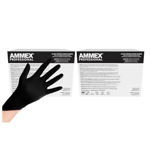 AMMEX Black 3 mil Nitrile Disposable Gloves Latex Free Large | Exam-Grade, Powder-Free, 2000 Gloves thumbnail 1