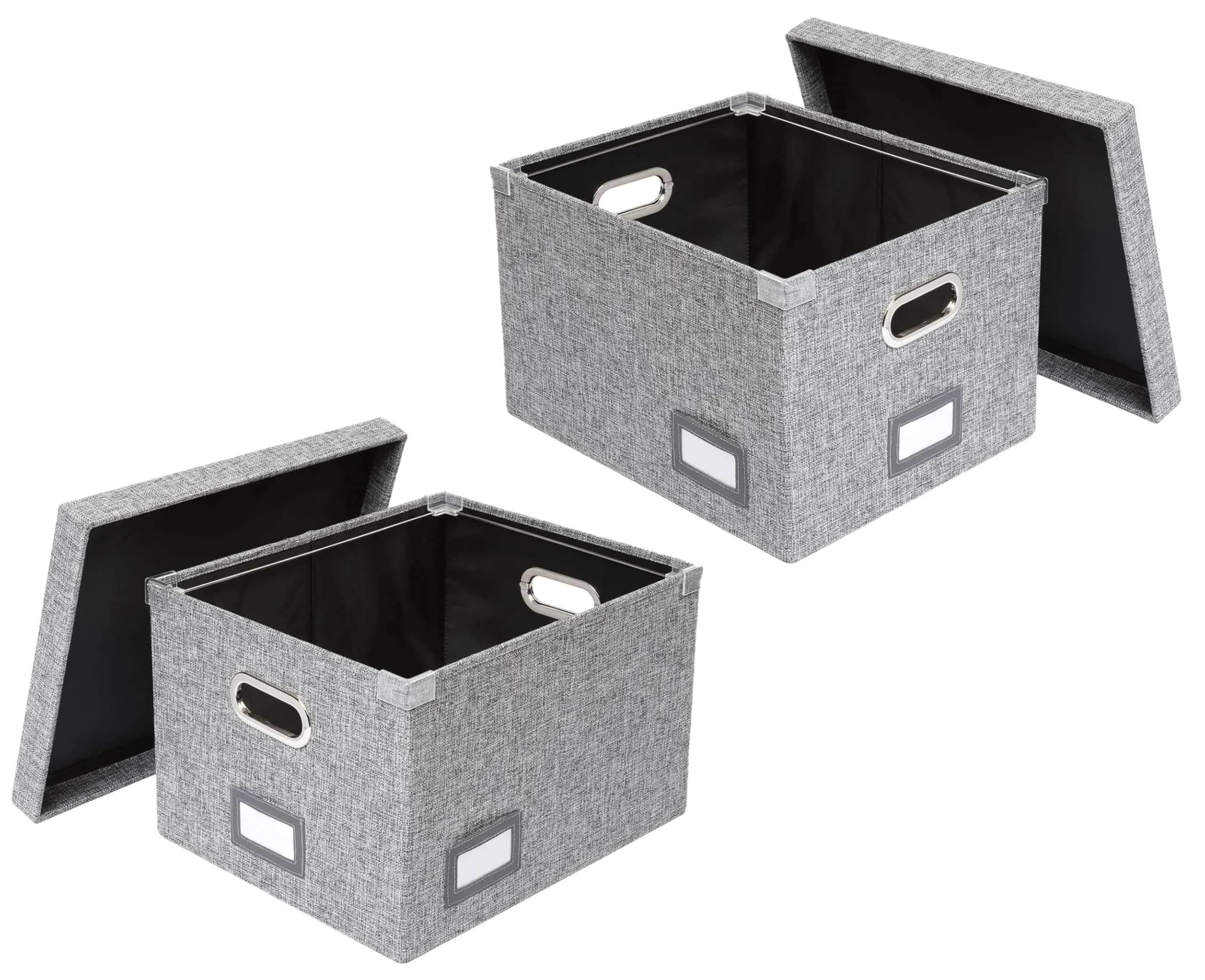 Pendaflex Collapsible File Organizer Box with Lid, Letter/Legal Hanging File Storage Box 43.2cm (17")L x 35.1cm (14")W x 26.7cm (10.5")H | Holds 34 Liters — 2-Pack