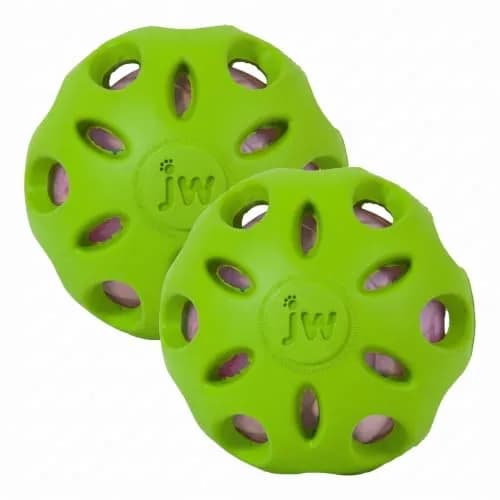 JW Petmate Crackle Heads Crackle Ball Crunchy Noise Chew Toy for Dogs Assorted Colors, Medium 3' Diameter | Durable & Safe Chew Toy thumbnail 1