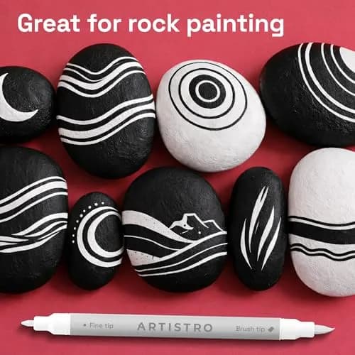 ARTISTRO White Dual-Tip Acrylic Paint Marker Pens (12 Count) | ASTM D-4236 Certified Non-Toxic thumbnail 7