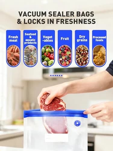 ZABINS Reusable Vacuum Sealer Bags L-Size (30 Pcs, 25.5cm x 33.5cm) | BPA-Free Food Storage for Sous Vide & Freezer thumbnail 5