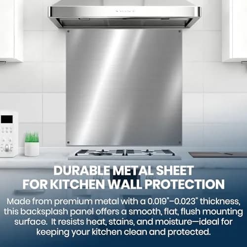 CALPALMY 30" x 30" Metal Backsplash Panel | Heat-Resistant Stove Splatter Guard for Cooking Range thumbnail 4