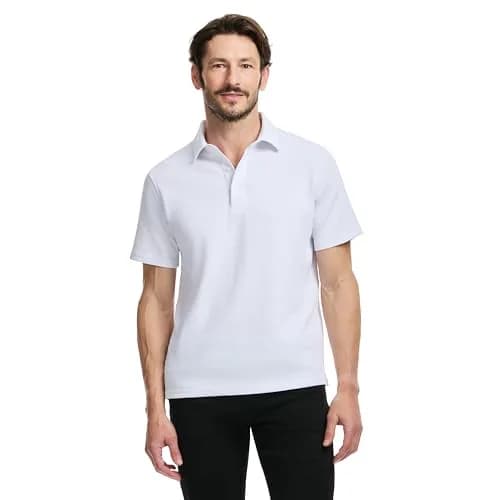 SAKS Fifth Avenue Men's Short Sleeve Textured Pique Polo, Premium Cotton Blend Knit Top, S thumbnail 1