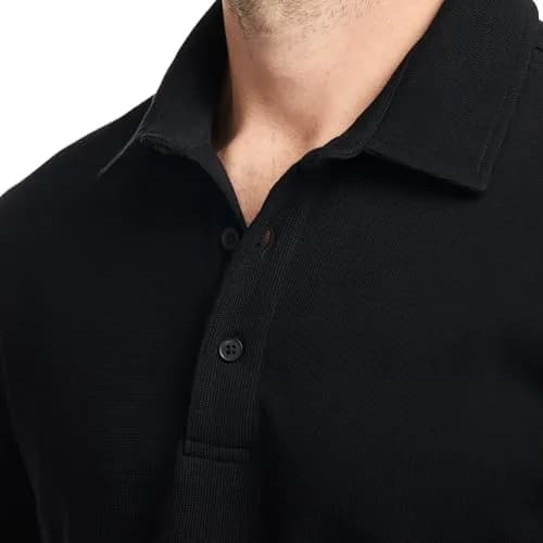 SAKS Fifth Avenue Men's Short Sleeve Textured Pique Polo, Premium Cotton Blend Knit Top, XXL | Classic-Fit & Richly Detailed thumbnail 2