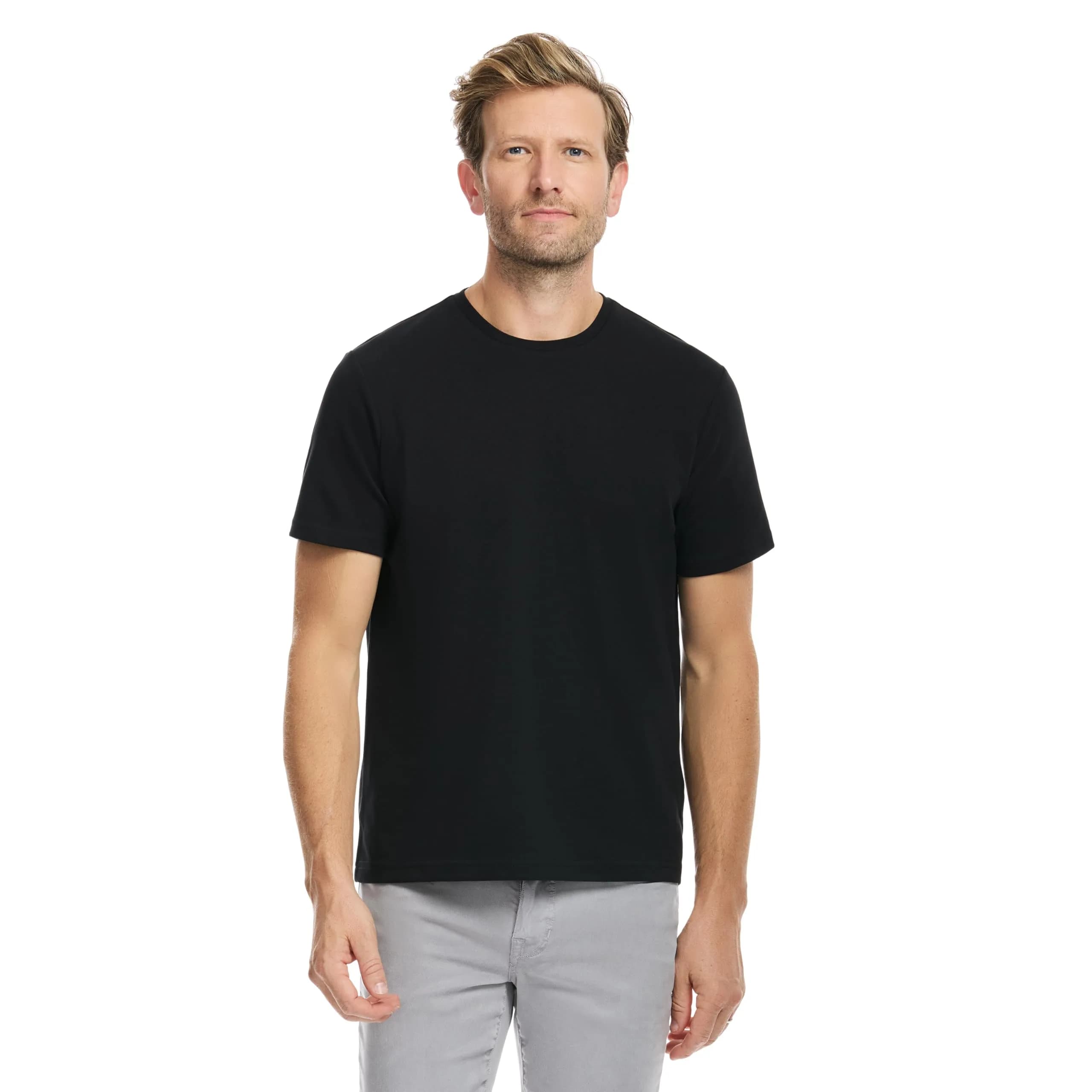 SAKS FIFTH AVENUE Men's Short Sleeve Classic Luxe Jersey Crewneck T-Shirt | Premium Cotton Knit Top, Classic-Fit & Richly Detailed (70-120c) - main product image