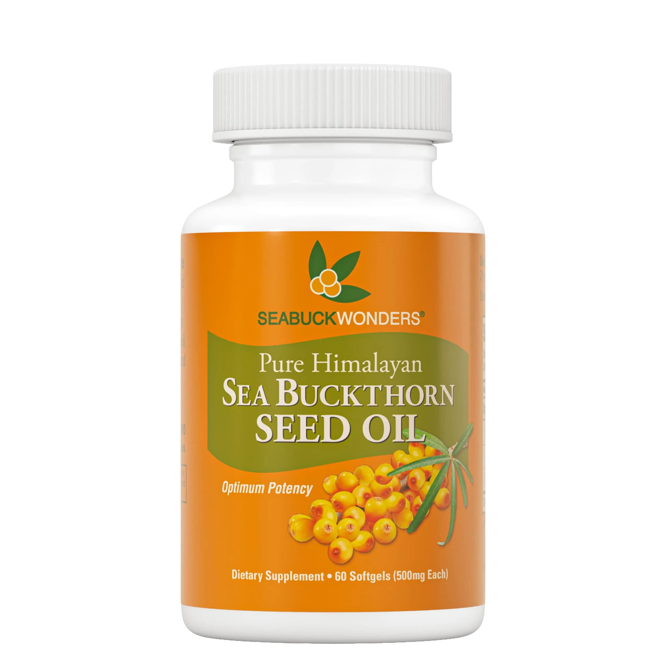 SeabuckWonders Organic Sea Buckthorn Seed Oil 60 Softgels | Omega 3, 6 & 9 Support for Skin & Hair - main product image