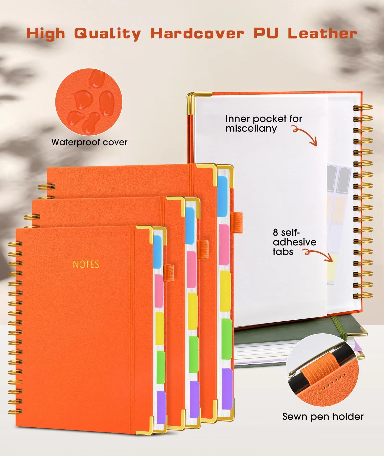 dilitego Hardcover Spiral Notebook 8.5"x11" (300 Pages, Orange) | Acid-Free Paper for Smooth Writing thumbnail 2