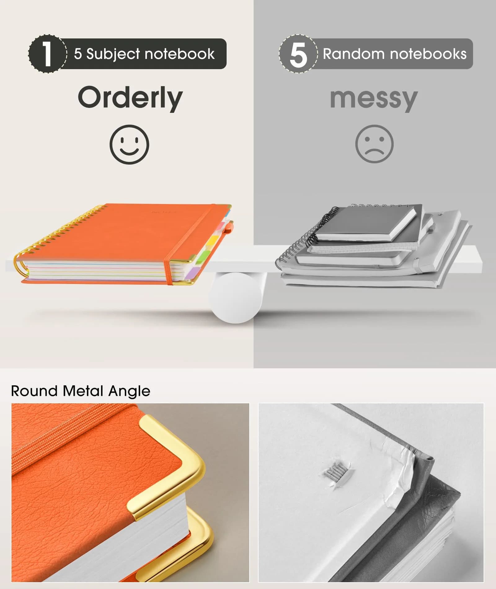 dilitego Hardcover Spiral Notebook 8.5"x11" (300 Pages, Orange) | Acid-Free Paper for Smooth Writing thumbnail 4