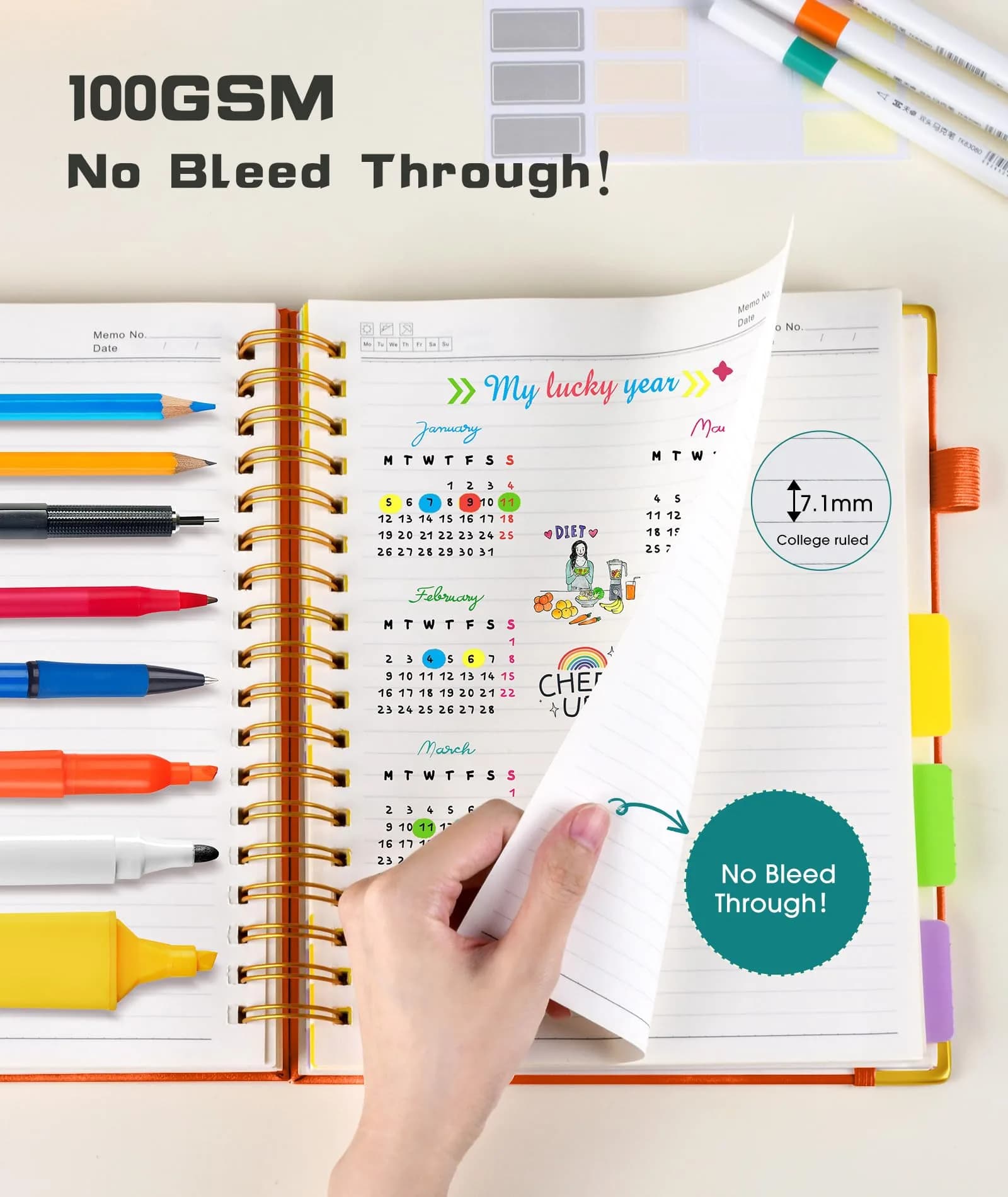 dilitego Hardcover Spiral Notebook 8.5"x11" (300 Pages, Orange) | Acid-Free Paper for Smooth Writing thumbnail 5