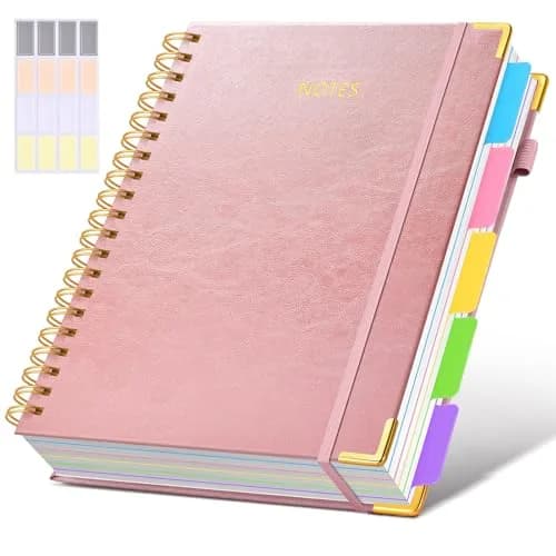 dilitego Leather Spiral Notebook Journal 8"x10" (300 Pages, Rose Gold) | Acid-Free Paper College Ruled — Rose gold / 8"x10"