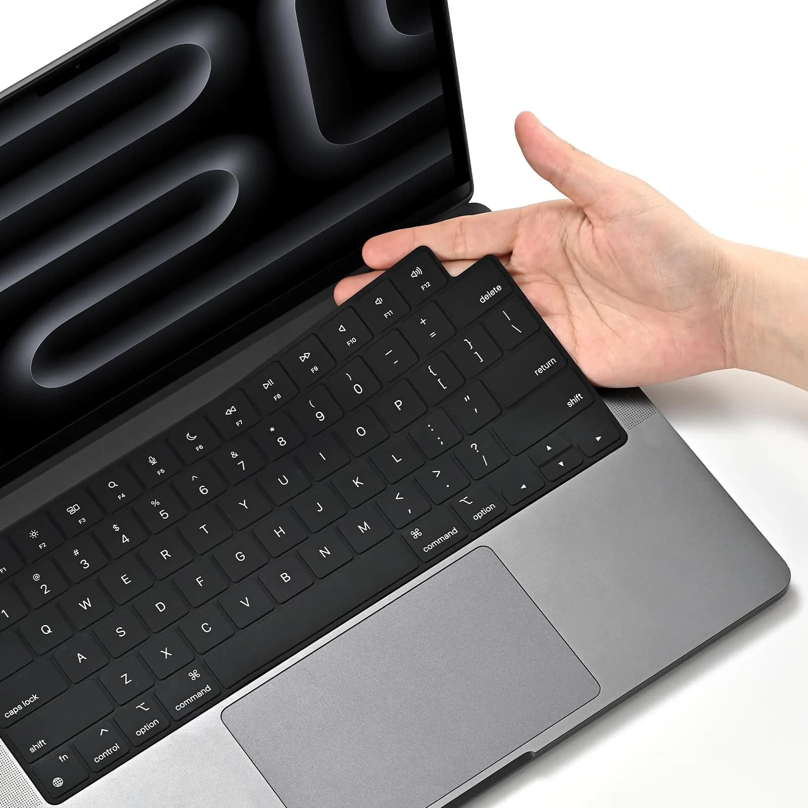 EooCoo Keyboard Cover for MacBook Pro 14/16, Air 13/15, Neo 13 Black Clear | Fits US Layout Models — Black