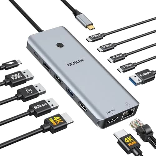 MOKiN USB C Docking Station Dual Monitor 2 HDMI | 13-in-1 Multiport Hub with 100W PD thumbnail 1