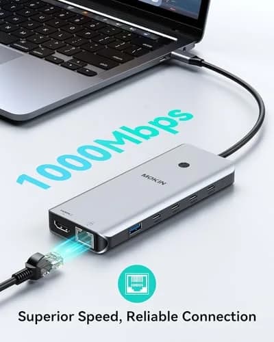 MOKiN USB C Docking Station Dual Monitor 2 HDMI | 13-in-1 Multiport Hub with 100W PD thumbnail 7