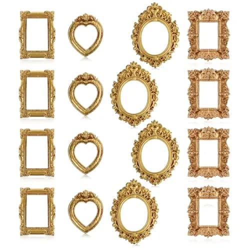 Ymapinc 12 Pcs Small Vintage Gold Picture Frames | Mini Wall & Tabletop Decor thumbnail 1