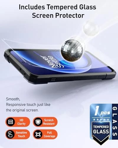 Poetic OnePlus 15R Case | 360° Magnetic Ring Kickstand | Drop Proof | Tempered Glass Screen Protector | Matte Translucent Cover | Black/Clear thumbnail 8