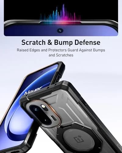 Poetic OnePlus 15R Case | 360° Magnetic Ring Kickstand | Drop Proof | Tempered Glass Screen Protector | Matte Translucent Cover | Black/Clear thumbnail 9