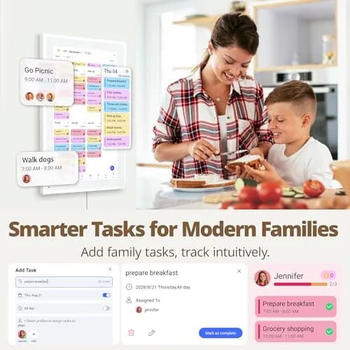 Dragon Touch 15.6 inch Digital Calendar Chore Chart – Interactive Touchscreen, Smart Family Planner, Digital Picture Frame Best Gifts for Christmas, Wedding, Mom thumbnail 3