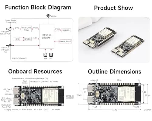 UeeKKoo ESP32-C5 Dev Board with Wi-Fi 6, BLE 5, Thread, Zigbee | 240MHz RISC-V, 16MB Flash + 8MB PSRAM, Dual USB-C thumbnail 6