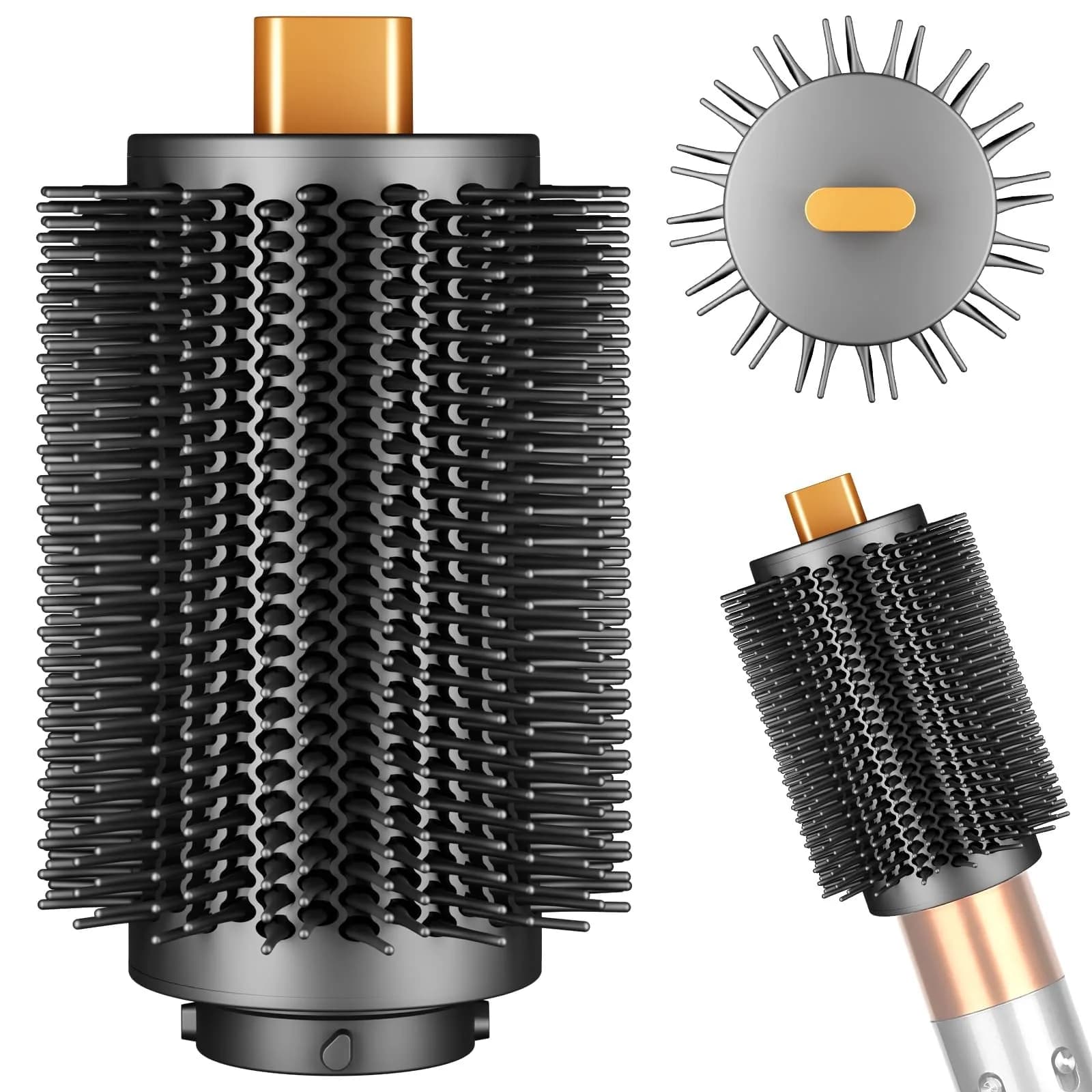 ZEPHBLOW 3-Inch Large Round Brush for Dyson Airwrap Attachments | Flexible Bristles for Volume & Smooth Curling — Gold