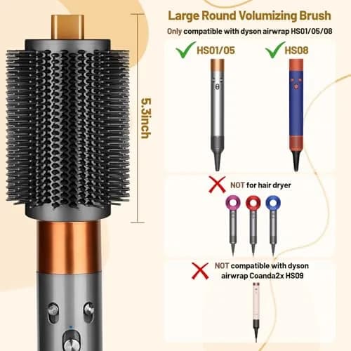 ZEPHBLOW 3-Inch Large Round Brush for Dyson Airwrap Attachments | Flexible Bristles for Volume & Smooth Curling thumbnail 2