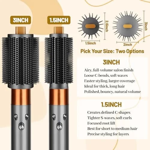 ZEPHBLOW 3-Inch Large Round Brush for Dyson Airwrap Attachments | Flexible Bristles for Volume & Smooth Curling thumbnail 3
