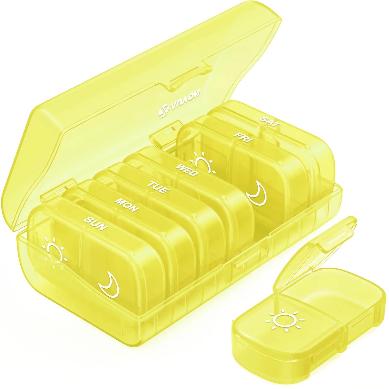 AUVON Weekly Pill Organizer 2 Times a Day, 14 Compartments | BPA-Free, Portable for Travel
