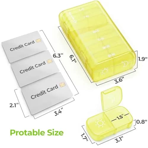 AUVON Weekly Pill Organizer 2 Times a Day, 14 Compartments | BPA-Free, Portable for Travel thumbnail 5