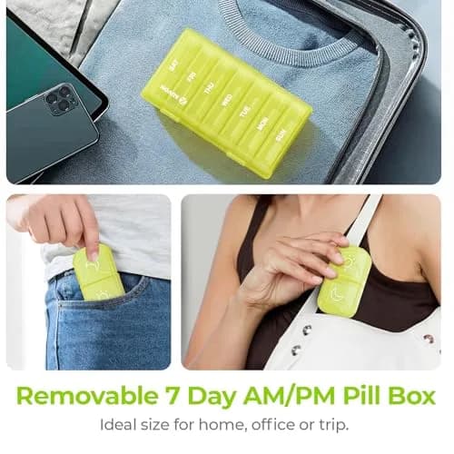 AUVON Weekly Pill Organizer 2 Times a Day, 14 Compartments | BPA-Free, Portable for Travel thumbnail 6