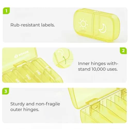 AUVON Weekly Pill Organizer 2 Times a Day, 14 Compartments | BPA-Free, Portable for Travel thumbnail 3