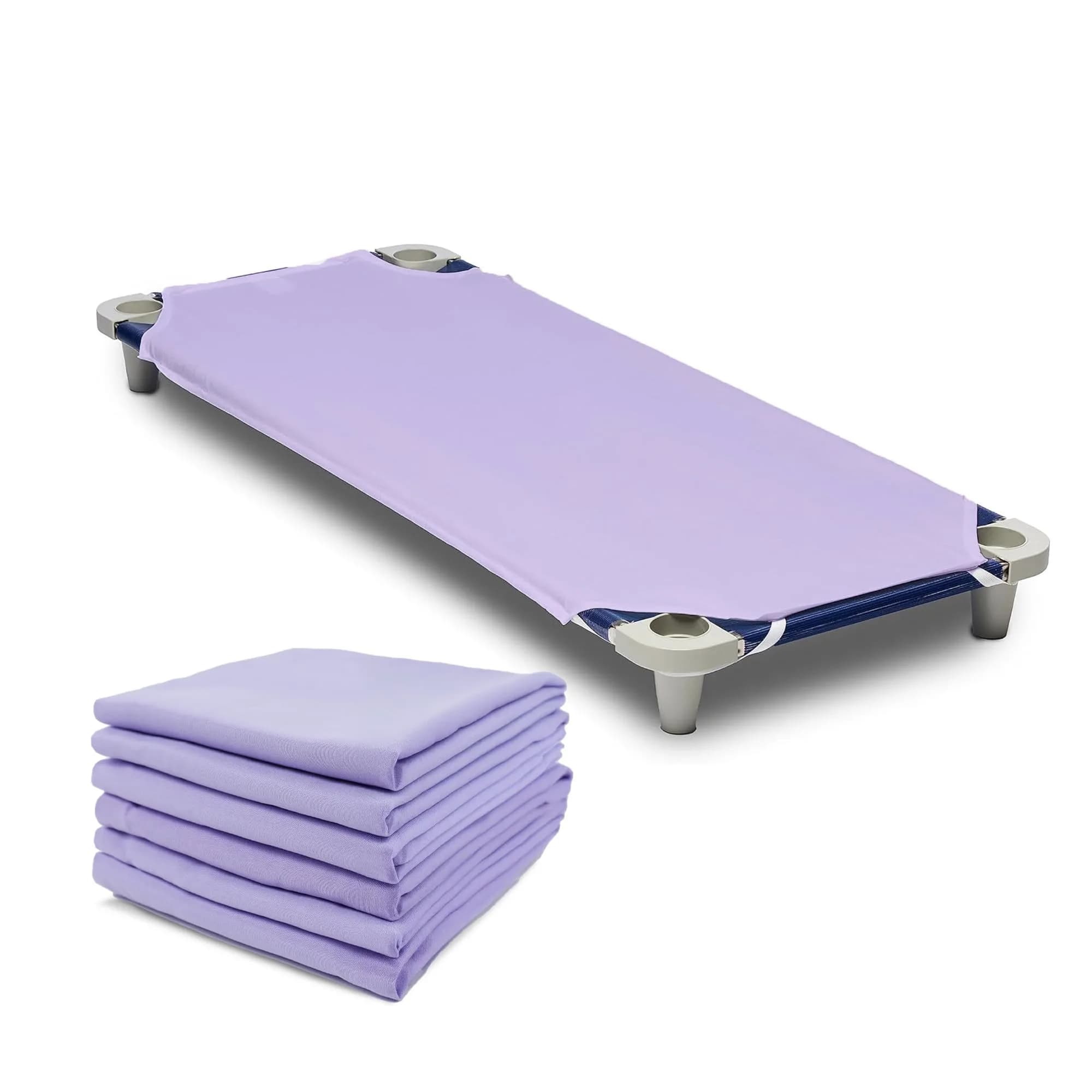 Rollee Pollee Purple Microfiber Cot Sheets 52" x 23" (132cm x 58cm) - 6-Pack | Soft & Durable Daycare Bedding