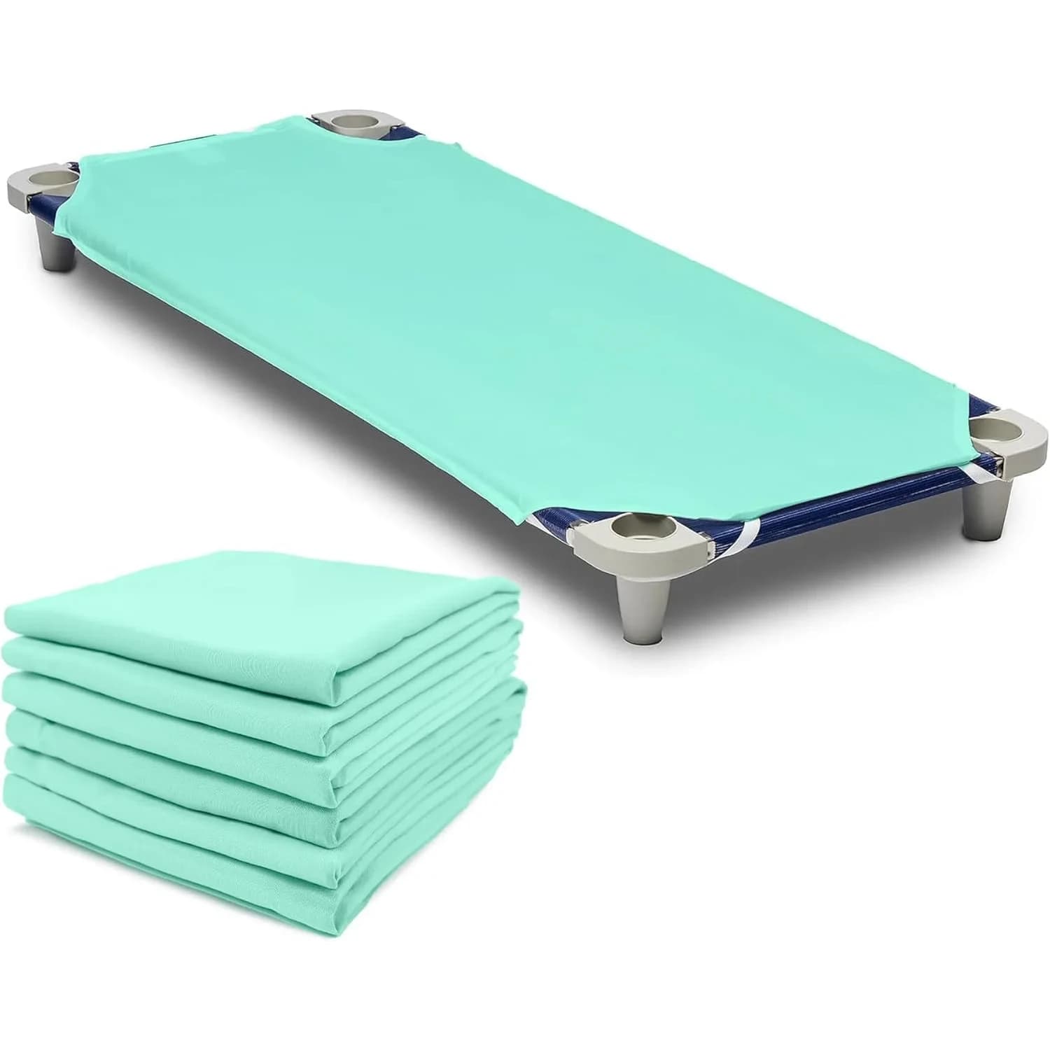 Rollee Pollee Green Microfiber Cot Sheets 52" x 23" (132cm x 58cm) | 6-Pack for Daycare Naptime