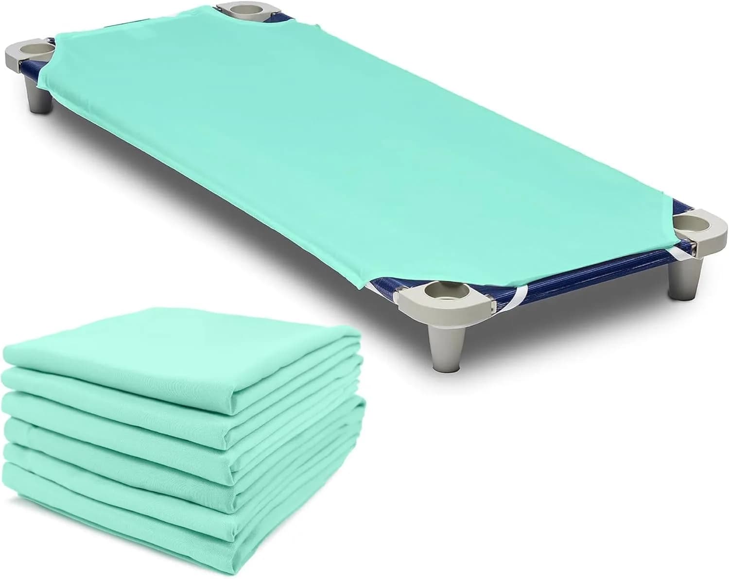 Rollee Pollee Green Microfiber Cot Sheets 52" x 23" (132cm x 58cm) | 6-Pack for Daycare Naptime — Green