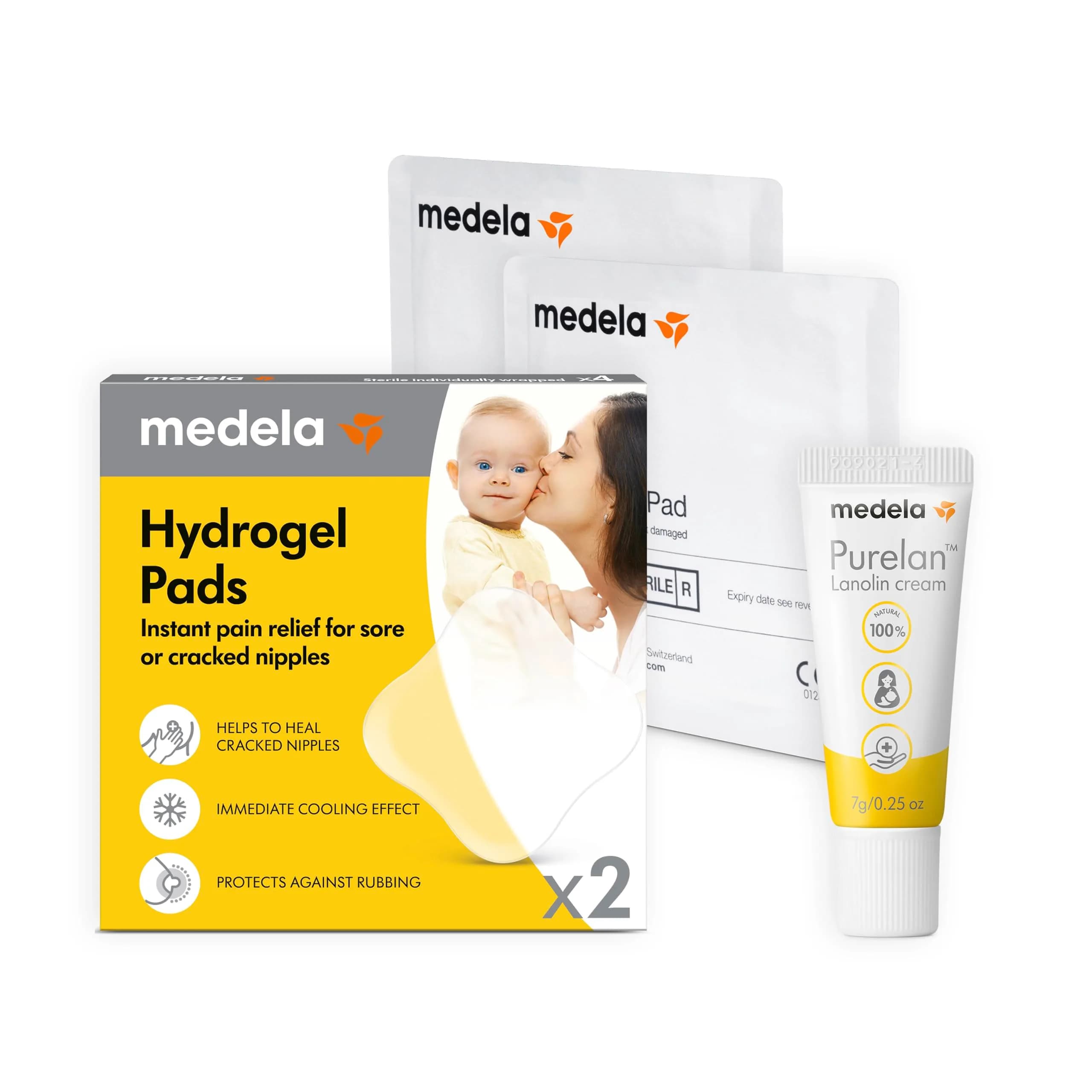 Medela Nipple Rescue Kit with Purelan Lanolin Cream 7g & 2 Hydrogel Pads | Soothes Sore Nipples - main product image