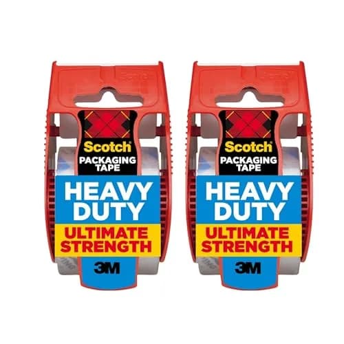 Scotch Heavy Duty Shipping Packaging Tape Clear 1.88 in x 27.7 yd | Split-Resistant Tape with Dispensers (2 Rolls, 2000 inches Total) thumbnail 1