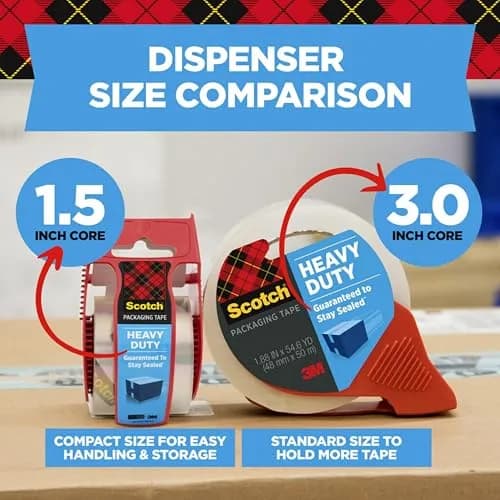 Scotch Heavy Duty Shipping Packaging Tape Clear 1.88 in x 27.7 yd | Split-Resistant Tape with Dispensers (2 Rolls, 2000 inches Total) thumbnail 4