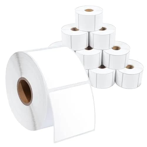 Spartan Industrial 3" x 3" Direct Thermal Labels 5000 Count (10 Rolls, 500 Labels/Roll) | Matte White, Permanent Adhesive, Perforated thumbnail 1