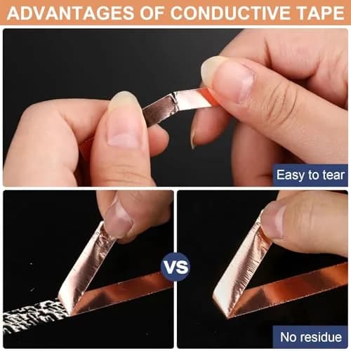 LOVIMAG Copper Foil Tape 2 Pack | 6.35mm x 25.15m (1/4" x 82.5ft) Conductive Adhesive for EMI Shielding & Crafts thumbnail 3