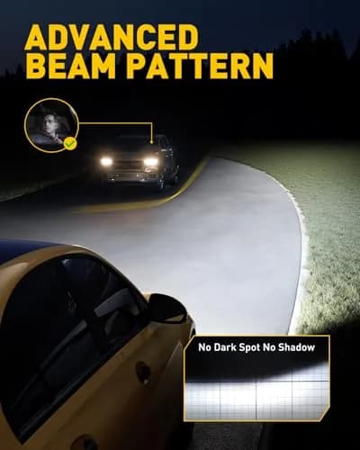 AUXITO 9005/9006 LED Headlight Bulbs HB3/HB4 1500% Brighter 6500K Cool White | SAE Compliant Beam Pattern thumbnail 3