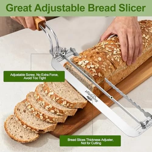Solldgt Bread Slicer 9" Adjustable Stainless Steel | Perfect for Homemade Bread & Artisan Loaves thumbnail 5