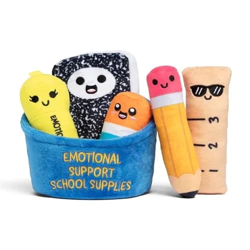 WHAT DO YOU MEME? Emotional Support School Supplies Plush Set with Basket | 6 Pieces, Polyester thumbnail 1