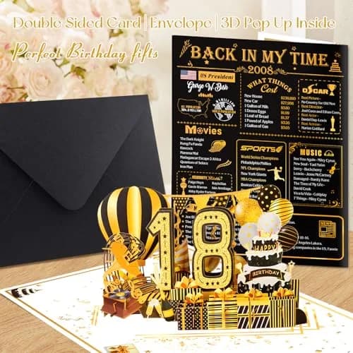 OLOSONG 18th Birthday Card for Girl Boy Son Daughter | 3D Pop Up, Glittery Design, 8" x 10" | Unique Milestone Gift thumbnail 6