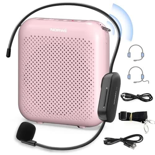 Norwii 15W Portable Voice Amplifier with Bluetooth Speaker & Dual Microphones (Pink) | Clear, Distortion-Free Sound for Teachers & Presenters thumbnail 1