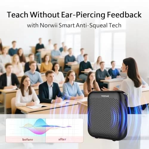 Norwii 15W Portable Voice Amplifier with Bluetooth Speaker & Dual Mics | 30m Wireless Range, 12-Hr Battery thumbnail 5