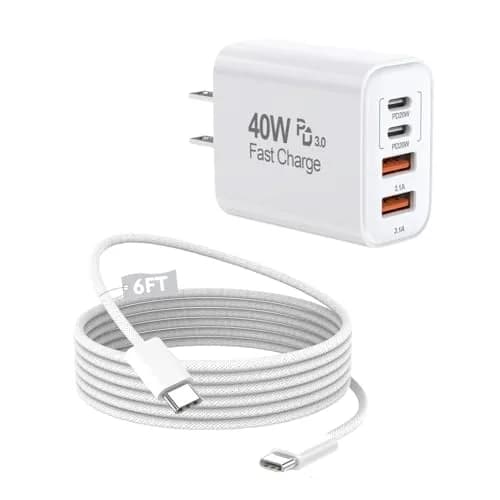 Dazana 40W Multiport Fast Charger for iPhone 17/16/15 | 4 Ports, PD 40W, Type C & A, Compact thumbnail 1