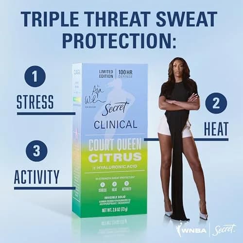 Secret Clinical Strength Invisible Solid Antiperspirant Deodorant for Women, Court Queen Citrus Scent, 76.6 ml (2.6 oz) thumbnail 2
