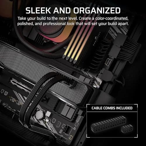 Corsair Elite Premium Type 4 Individual Sleeved PSU Cable Kit – Low-Profile Paracord, Black, 61cm | Compatible with Type 4 PSUs thumbnail 3